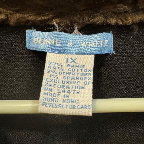 Vintage Deane & White Cardigan Sweater with Faux Fur Trim – Size 1X - Picture 5 of 7